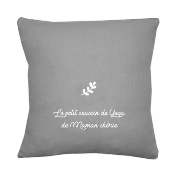 Coussin Cadeau Fête des Mères / Grand-mères personnalisé Gris ciment Lin